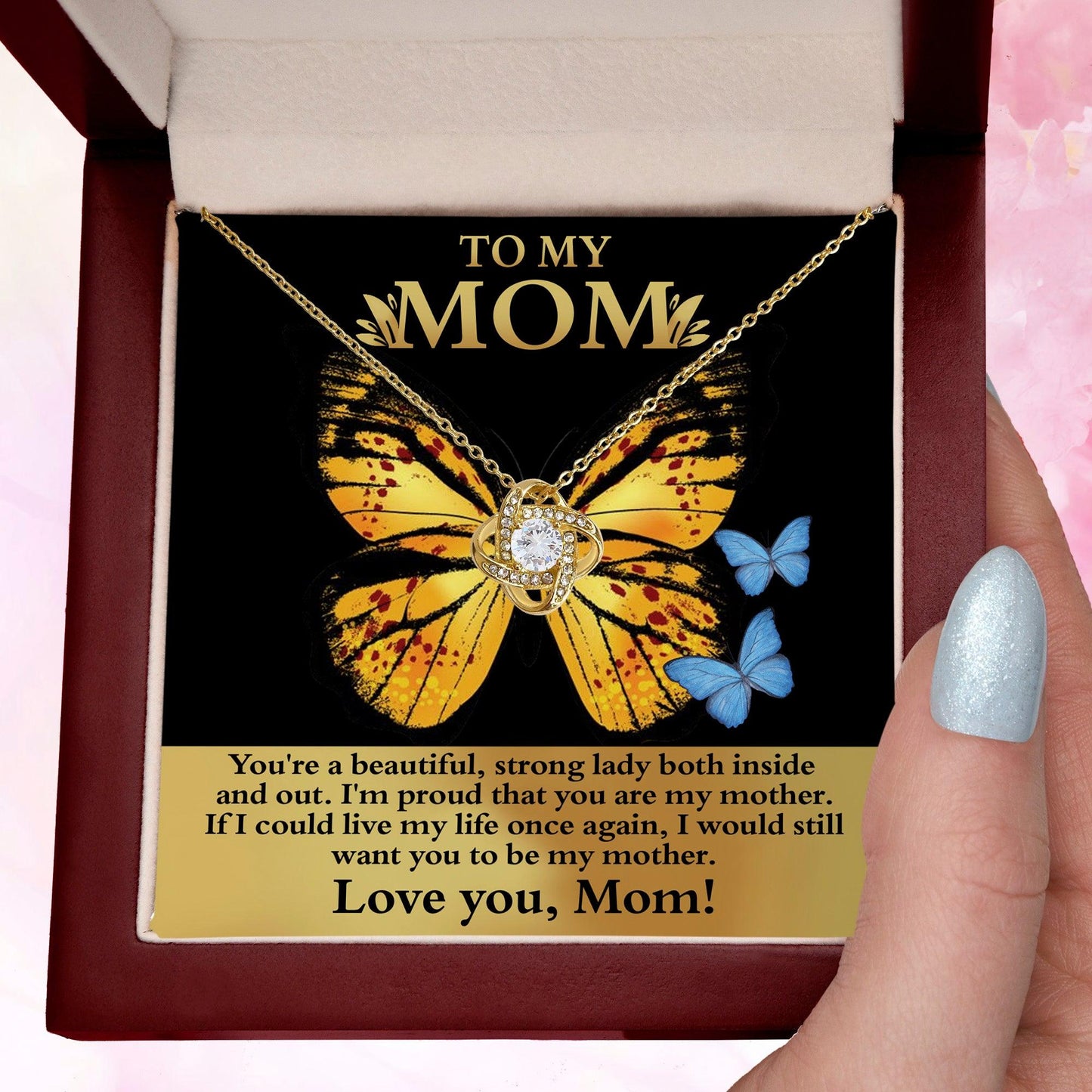 Mom You are a Strong Lady, I'm Proud of You Love Knot Necklace - Mallard Moon Gift Shop