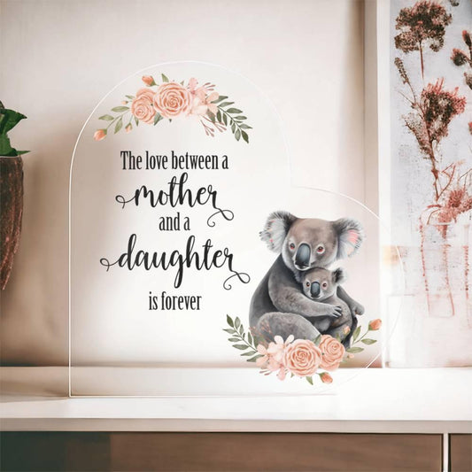 Mother and Daughter Baby Animals Personalized Acrylic Heart Plaque - Mallard Moon Gift Shop