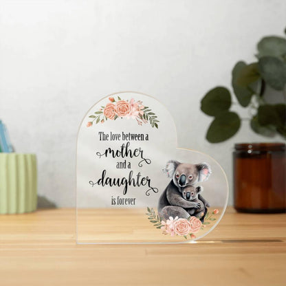 Mother and Daughter Baby Animals Personalized Acrylic Heart Plaque - Mallard Moon Gift Shop