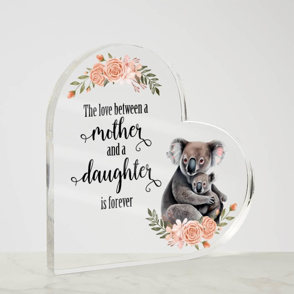 Mother and Daughter Baby Animals Personalized Acrylic Heart Plaque - Mallard Moon Gift Shop