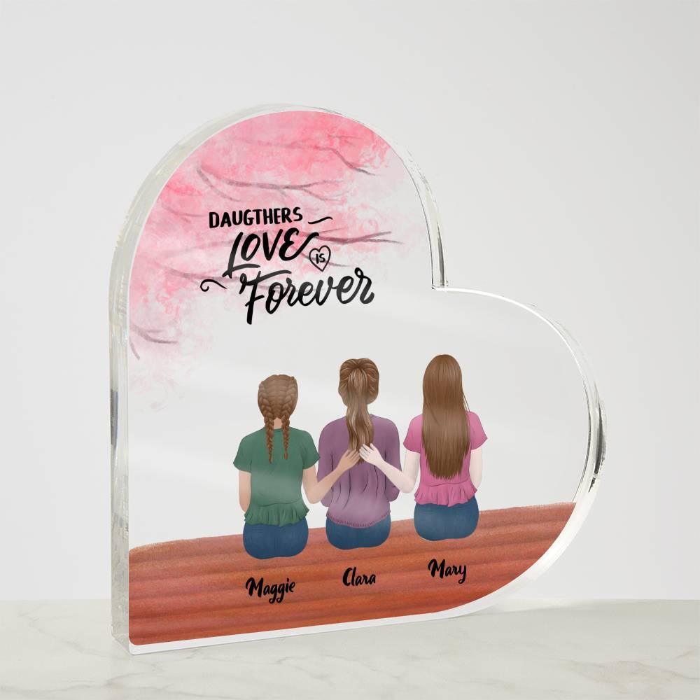 Mother and Daughters Personalized Acrylic Heart Plaque - Mallard Moon Gift Shop