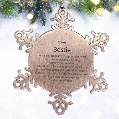 Motivational Bestie Snowflake Ornament, Bestie I can promise to love you for the rest of mine, Christmas Ornament For Bestie, Bestie Gift for Women Men - Mallard Moon Gift Shop