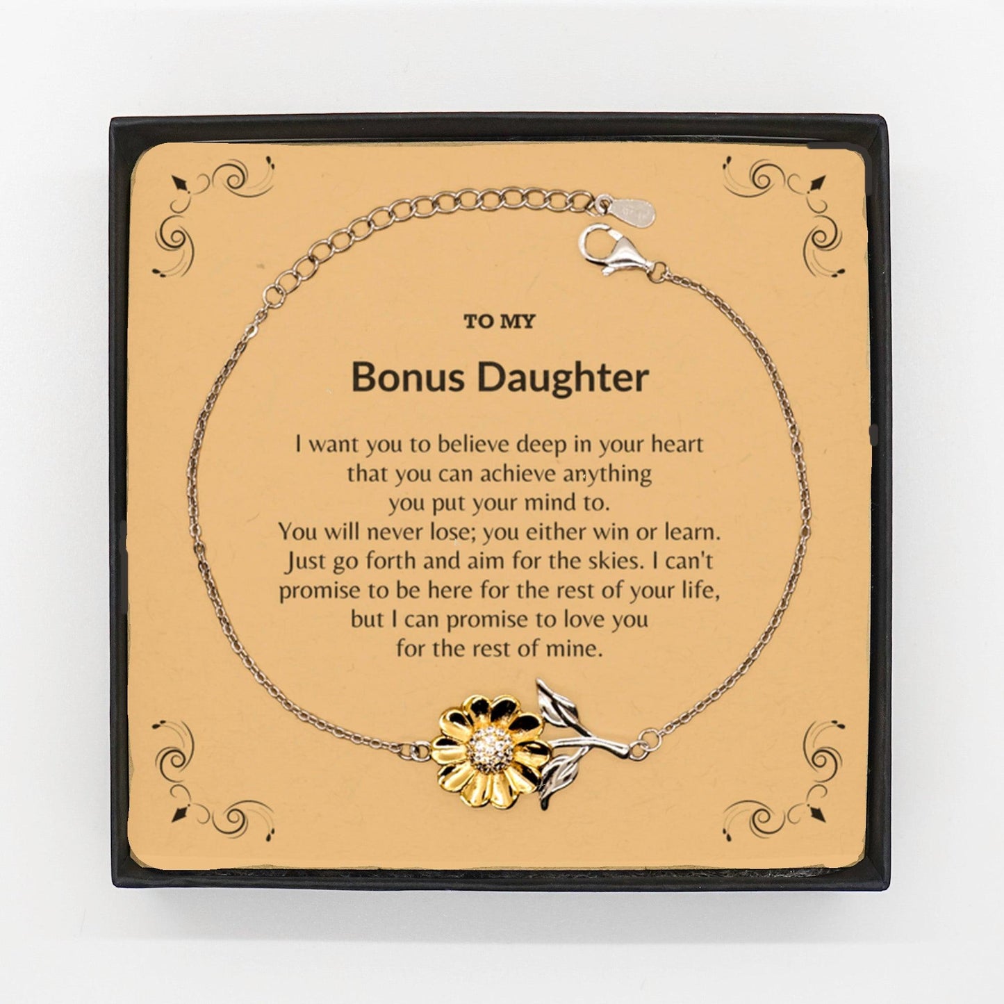 Motivational Bonus Daughter Sunflower Bracelet - I can promise to love you for the rest of my life, Birthday, Christmas Holiday Jewelry Gift - Mallard Moon Gift Shop