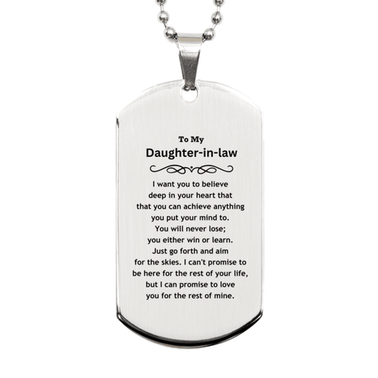 Motivational Daughter-in-law Silver Dog Tag Engraved Necklace, I can promise to love you for the rest of my life, Birthday Christmas Jewelry Gift - Mallard Moon Gift Shop