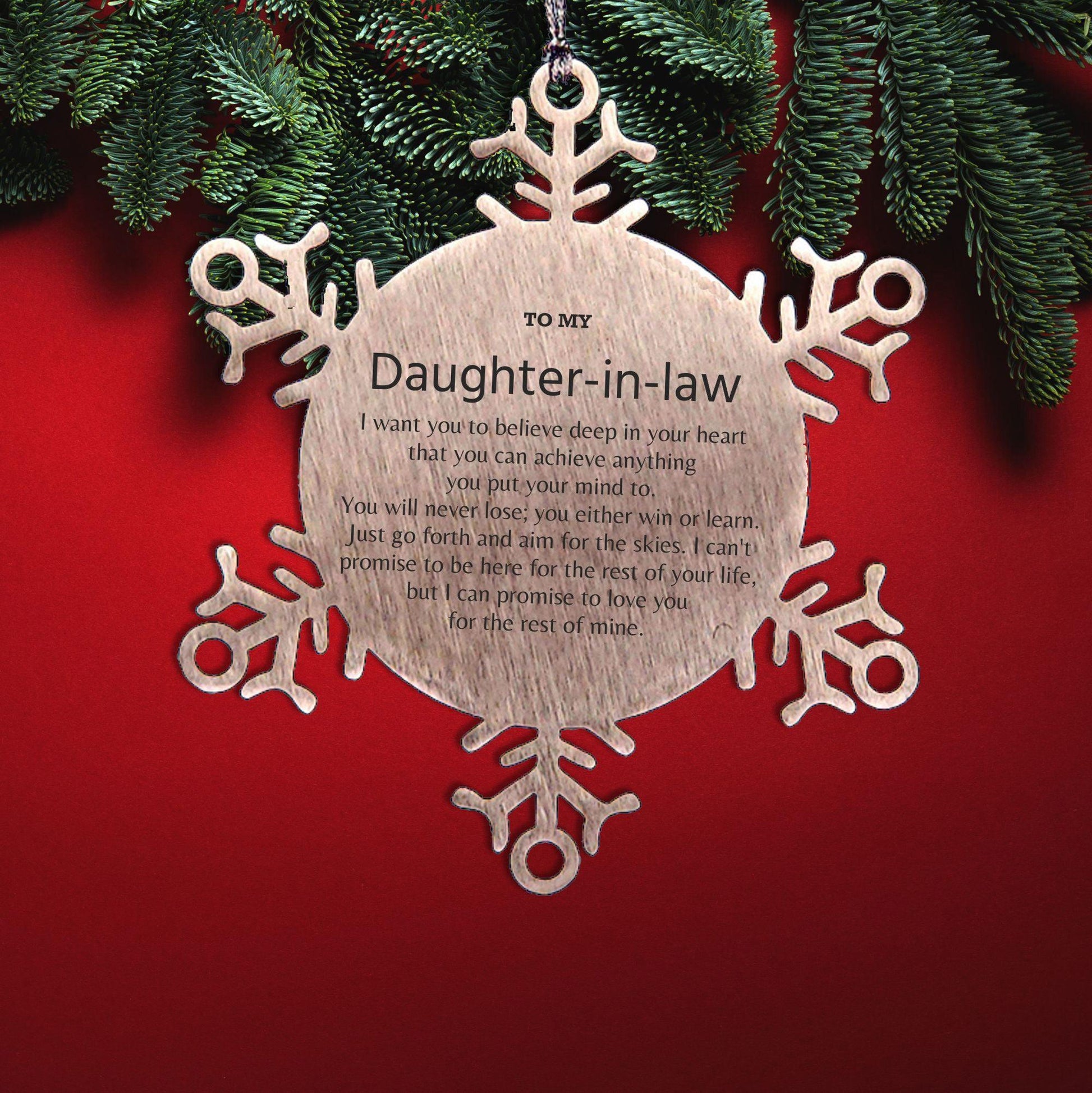 Motivational Daughter In Law Snowflake Ornament, Daughter In Law I can promise to love you for the rest of mine, Christmas Birthday Gifts - Mallard Moon Gift Shop