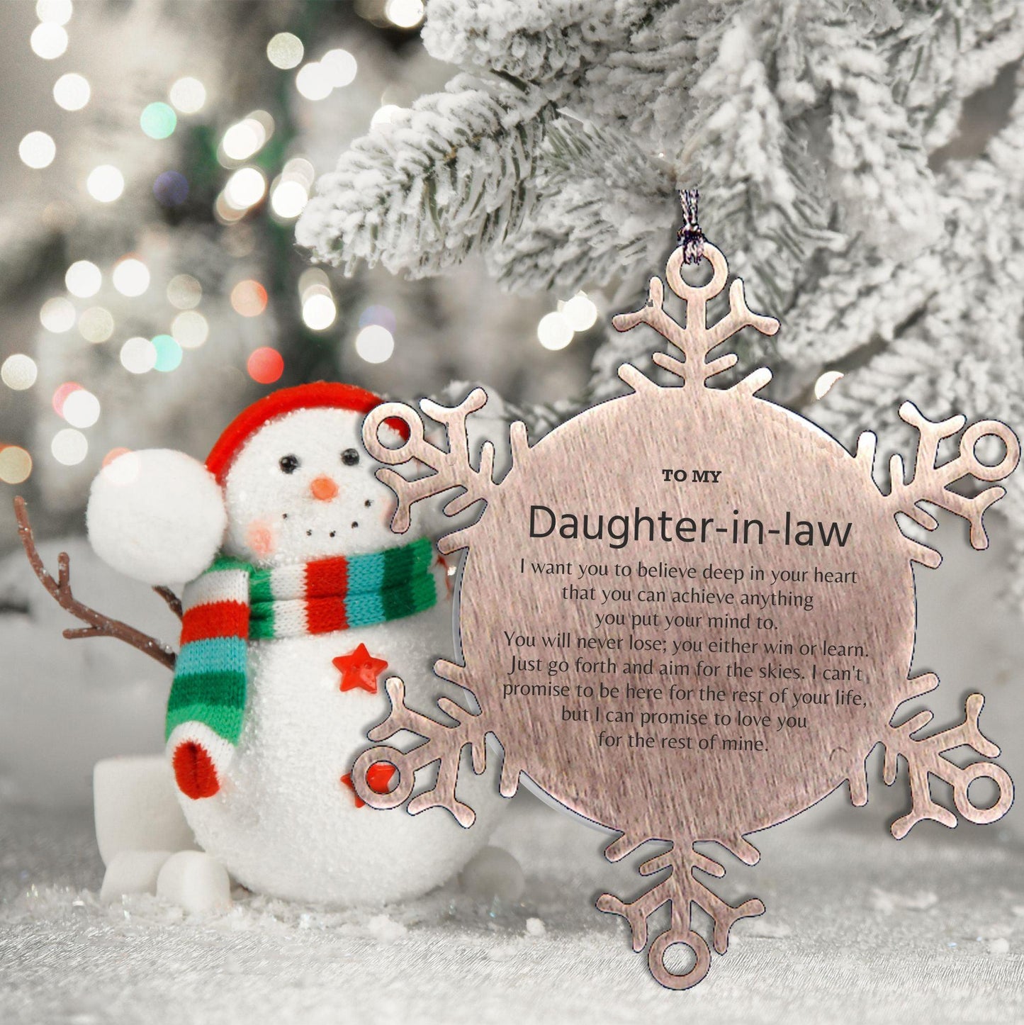 Motivational Daughter In Law Snowflake Ornament, Daughter In Law I can promise to love you for the rest of mine, Christmas Birthday Gifts - Mallard Moon Gift Shop