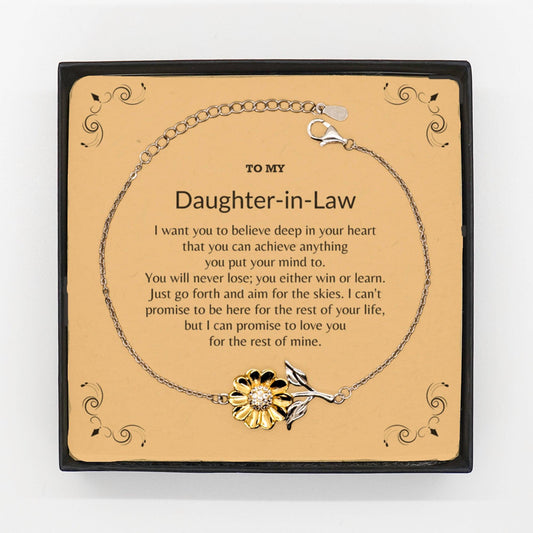 Motivational Daughter-In-Law Sunflower Bracelet - I can promise to love you for the rest of my life, Birthday, Christmas Holiday Jewelry Gift - Mallard Moon Gift Shop
