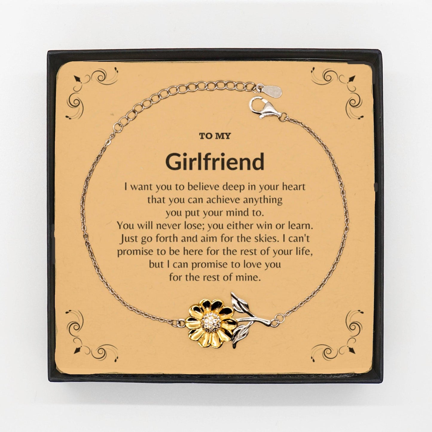 Motivational Girlfriend Sunflower Bracelet - I can promise to love you for the rest of my life, Birthday, Christmas Holiday Jewelry Gift - Mallard Moon Gift Shop