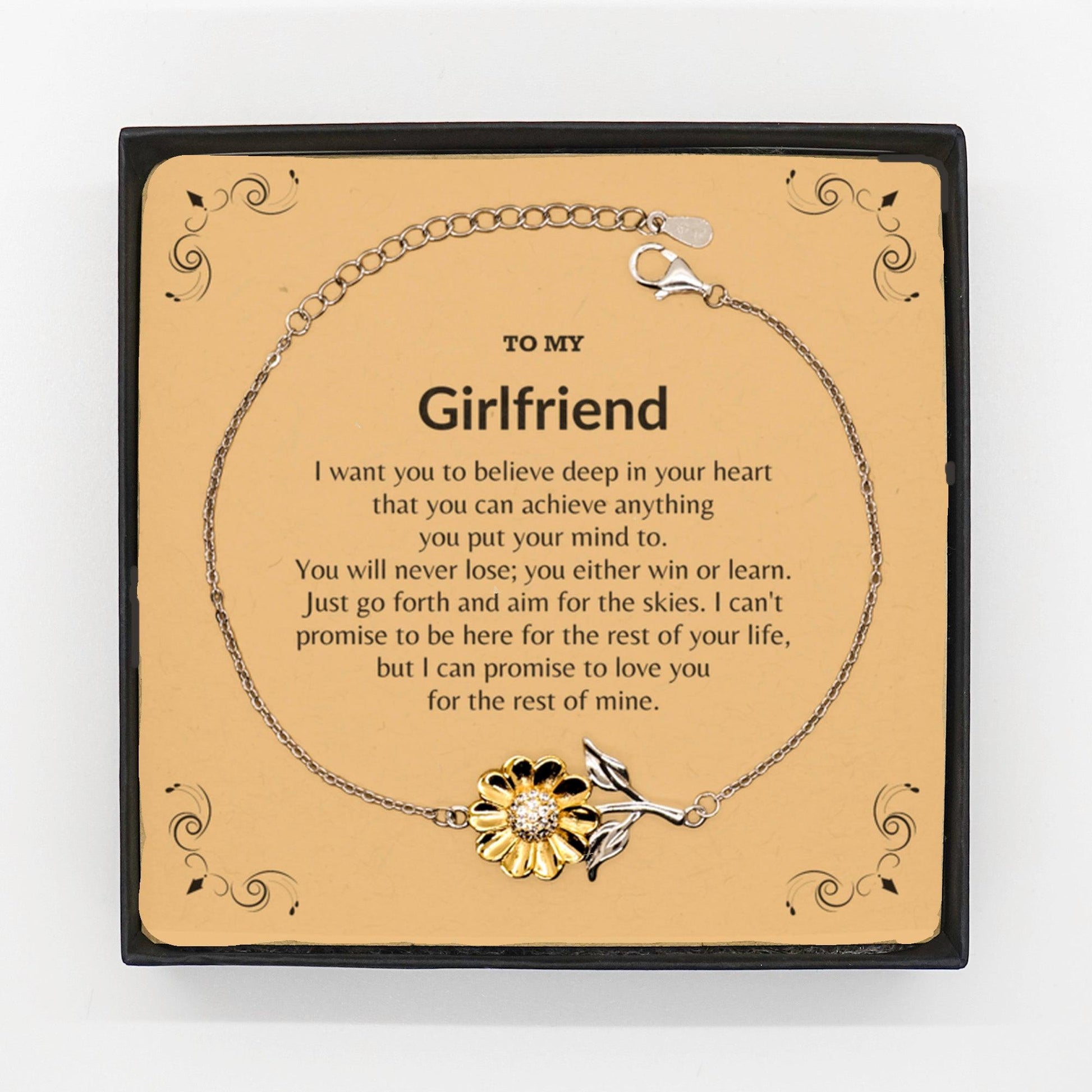 Motivational Girlfriend Sunflower Bracelet - I can promise to love you for the rest of my life, Birthday, Christmas Holiday Jewelry Gift - Mallard Moon Gift Shop