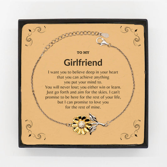 Motivational Girlfriend Sunflower Bracelet - I can promise to love you for the rest of my life, Birthday, Christmas Holiday Jewelry Gift - Mallard Moon Gift Shop