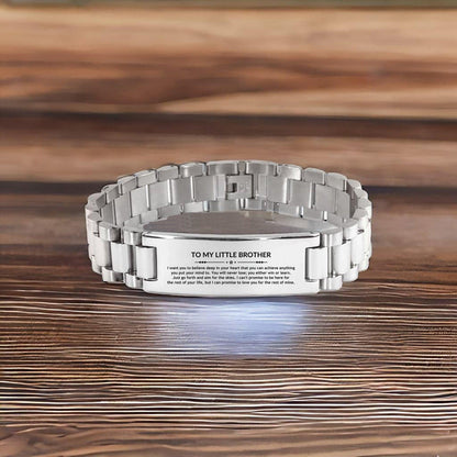 Motivational Little Brother Ladder Stainless Steel Bracelet, Little Brother I can promise to love you for the rest of mine, Christmas, Birthday Jewelry Gift - Mallard Moon Gift Shop