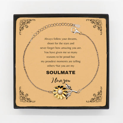 Motivational Soulmate Sunflower Bracelet - Always follow your dreams, never forget how amazing you are- Birthday, Christmas Holiday Gifts - Mallard Moon Gift Shop