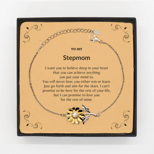 Motivational Stepmom Sunflower Bracelet - I can promise to love you for the rest of my life, Birthday, Christmas Holiday Jewelry Gift - Mallard Moon Gift Shop