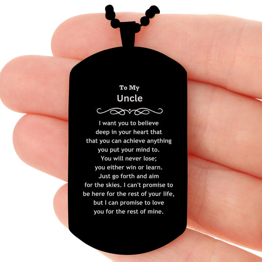 Motivational Uncle Black Dog Tag Engraved Necklace, I can promise to love you for the rest of my life, Birthday Christmas Jewelry Gift - Mallard Moon Gift Shop