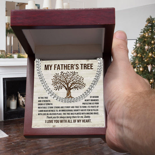 My Father's Tree of Wisdom and Strength Cuban Link Necklace with Message Card Gift Box - Mallard Moon Gift Shop