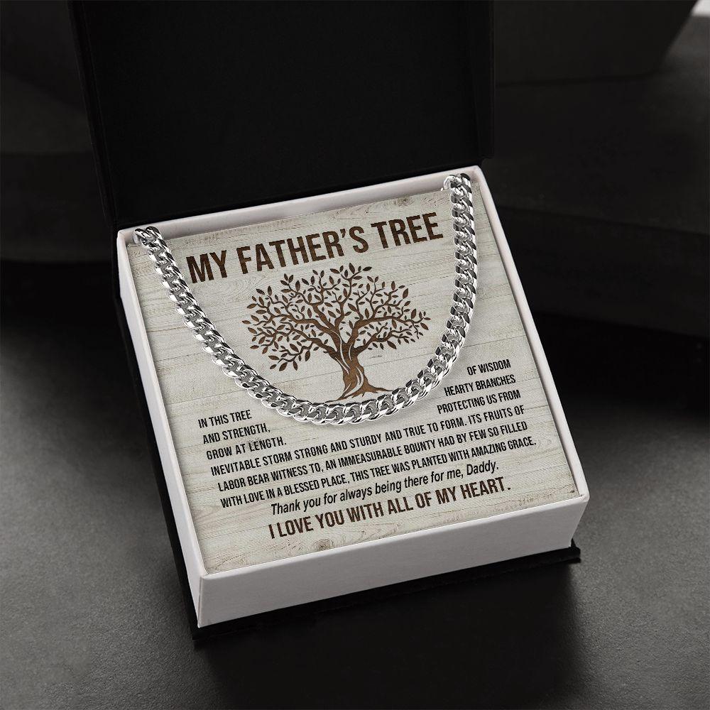 My Father's Tree of Wisdom and Strength Cuban Link Necklace with Message Card Gift Box - Mallard Moon Gift Shop