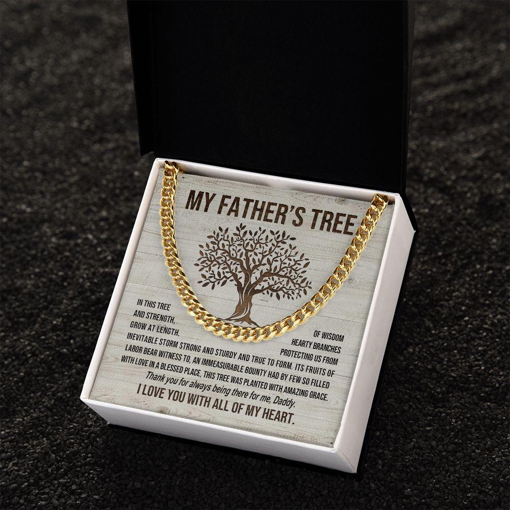 My Father's Tree of Wisdom and Strength Cuban Link Necklace with Message Card Gift Box - Mallard Moon Gift Shop