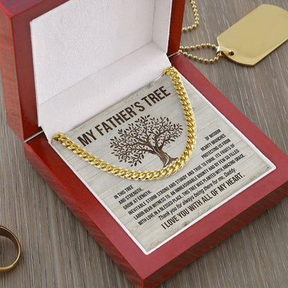 My Father's Tree of Wisdom and Strength Cuban Link Necklace with Message Card Gift Box - Mallard Moon Gift Shop