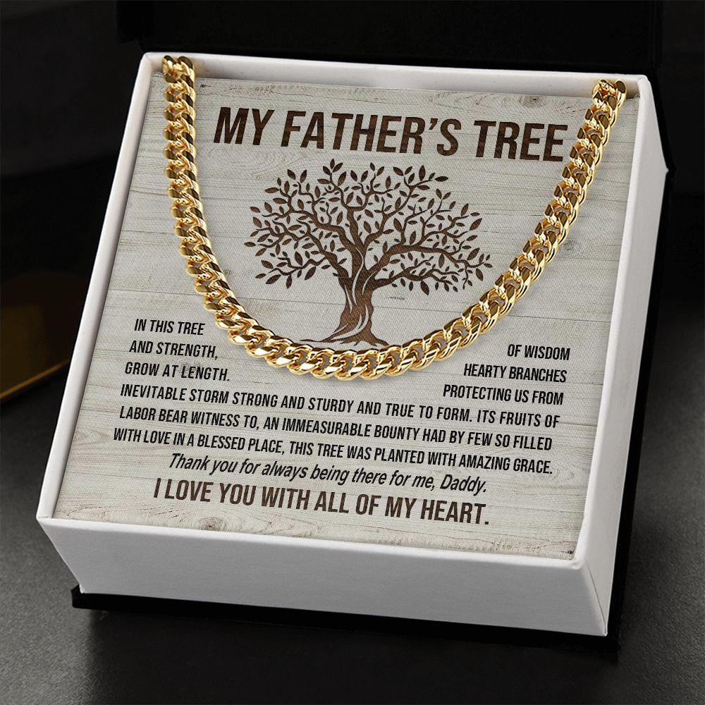 My Father's Tree of Wisdom and Strength Cuban Link Necklace with Message Card Gift Box - Mallard Moon Gift Shop