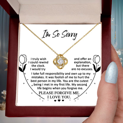 Apology Gift for Girlfriend, Wife, Soulmate - Sorry, My First Life - Love Knot Pendant Necklace