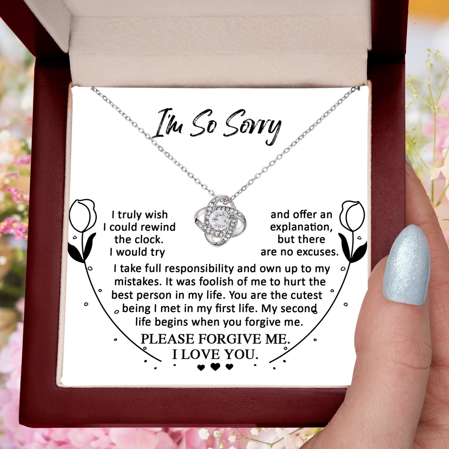 Apology Gift for Girlfriend, Wife, Soulmate - Sorry, My First Life - Love Knot Pendant Necklace