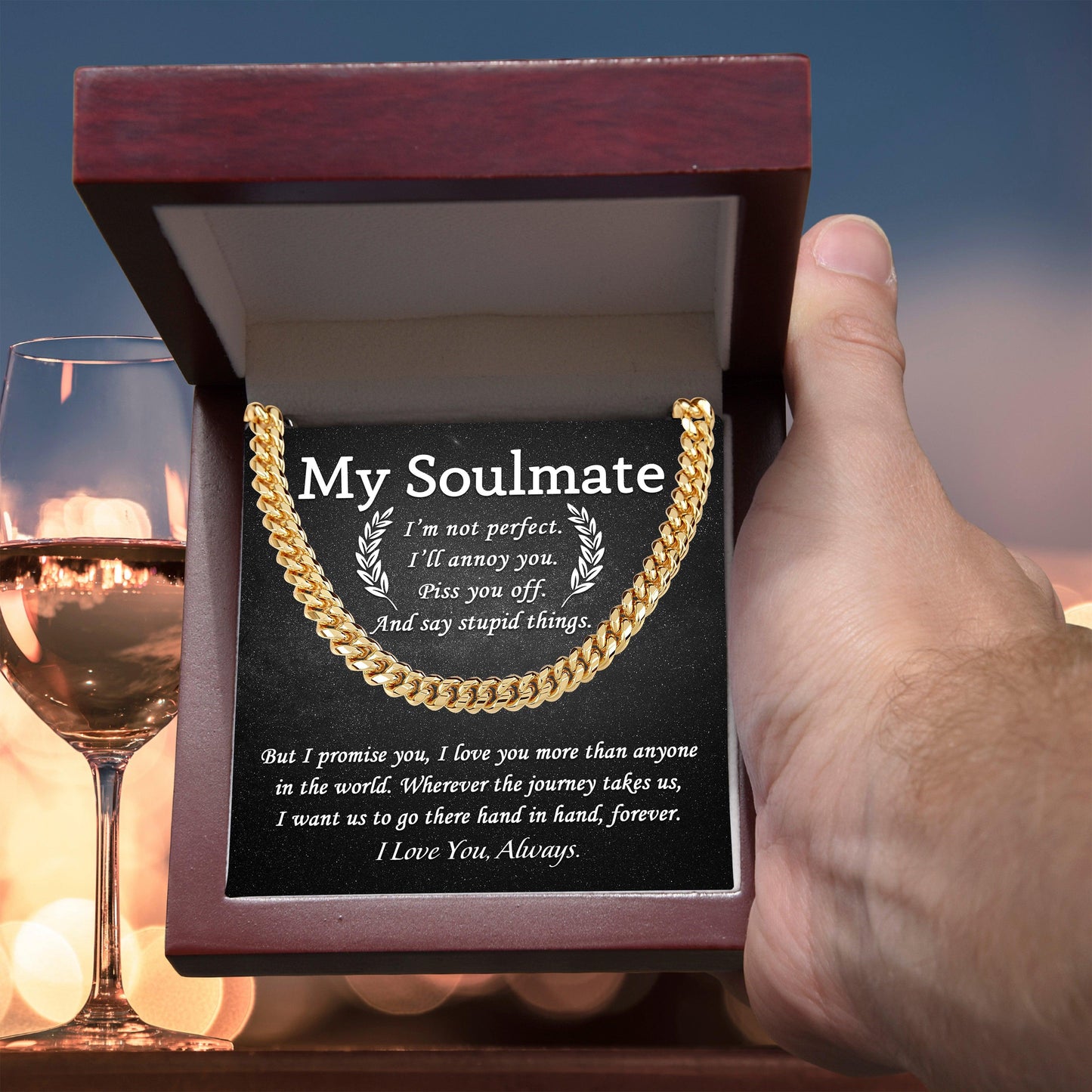 My Soulmate - I Love You More than Anyone - Cuban Chain Link Necklace - Mallard Moon Gift Shop