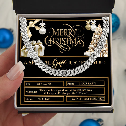 Gift for My Man - Christmas Voucher - Cuban Link Chain Necklace