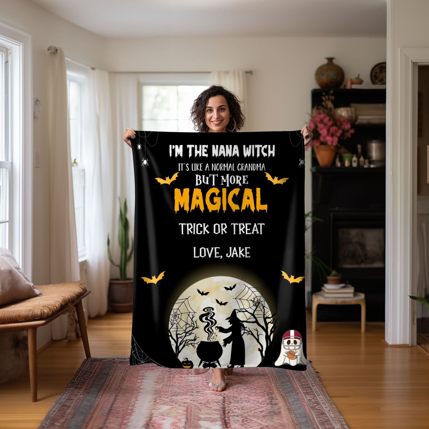 Halloween Personalized Mink Fleece Blanket - I'm the Grandma Witch But More Magical