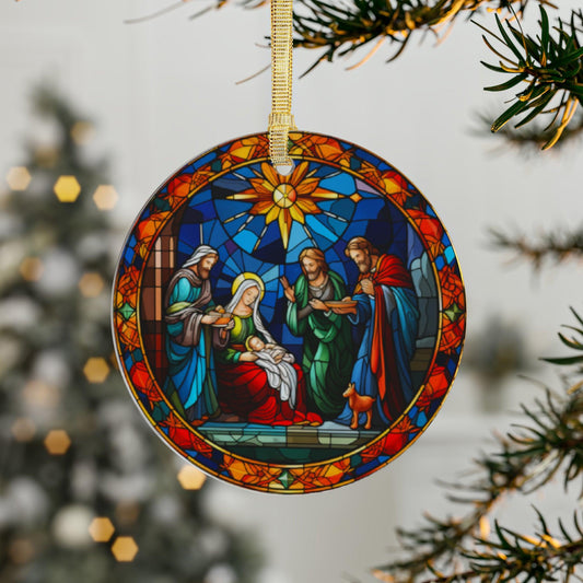 Nativity Stained Glass Acrylic Christmas Ornament - Mallard Moon Gift Shop