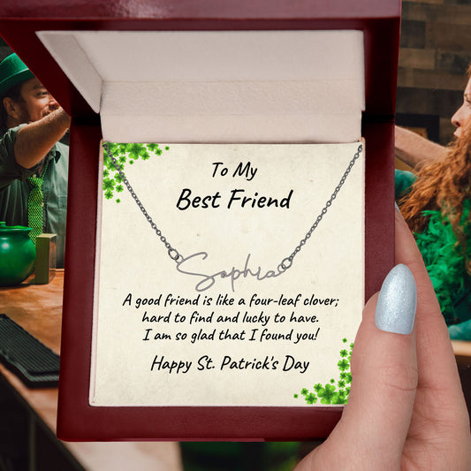 To My Best Friend - St. Patrick's Day Personalized Script Name Necklace