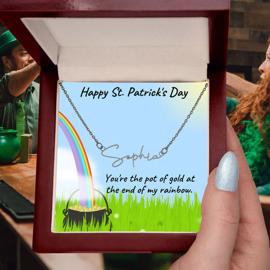 St. Patrick's Day Gift Personalized Script Name Necklace