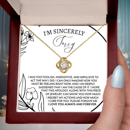 Apology Gift for Girlfriend, Wife, Soulmate -Sorry, Care For You - Love Knot Pendant Necklace