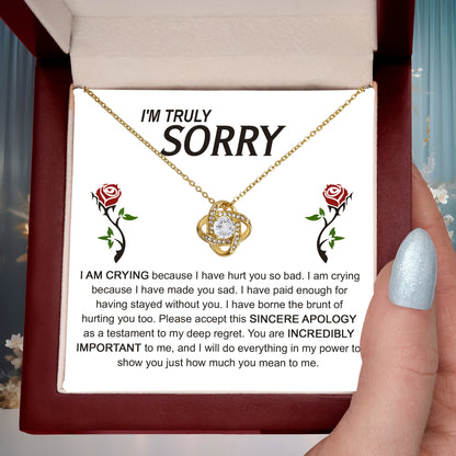 Apology Gift for Girlfriend, Wife, Soulmate - Sorry, Made You Sad - Love Knot Pendant Necklace