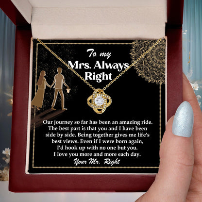 Wife Gift Always Right Love Knot Pendant Necklace