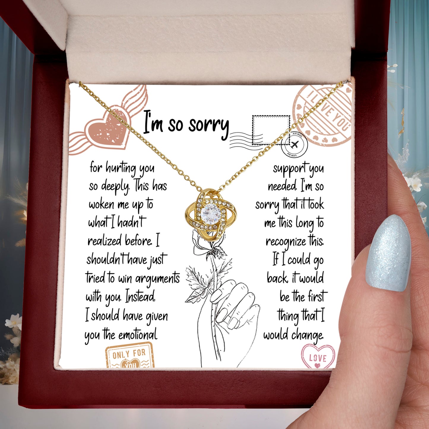 Apology Gift for Girlfriend, Wife, Soulmate, Emotional Support - Love Knot Pendant Necklace