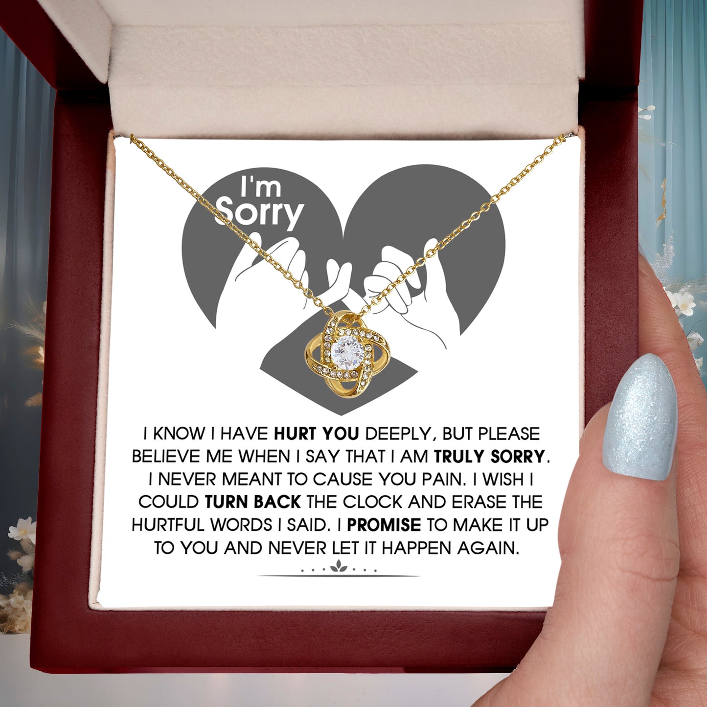 Apology Gift for Girlfriend, Wife, Soulmate - Sorry, Hurtful Words - Love Knot Pendant Necklace