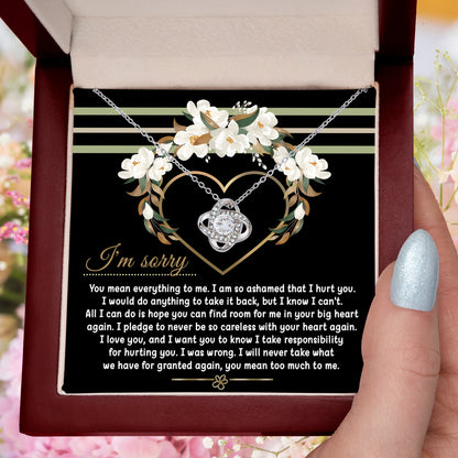 Apology Gift for Girlfriend, Wife, Soulmate - Sorry, Big Heart - Love Knot Pendant Necklace