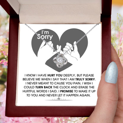 Apology Gift for Girlfriend, Wife, Soulmate - Sorry, Hurtful Words - Love Knot Pendant Necklace