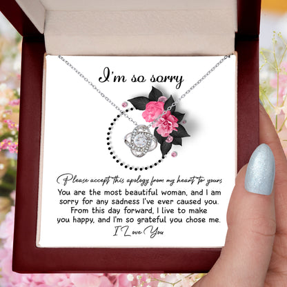 Apology Gift for Girlfriend, Wife, Soulmate - Sorry, Make You Happy - Love Knot Pendant Necklace