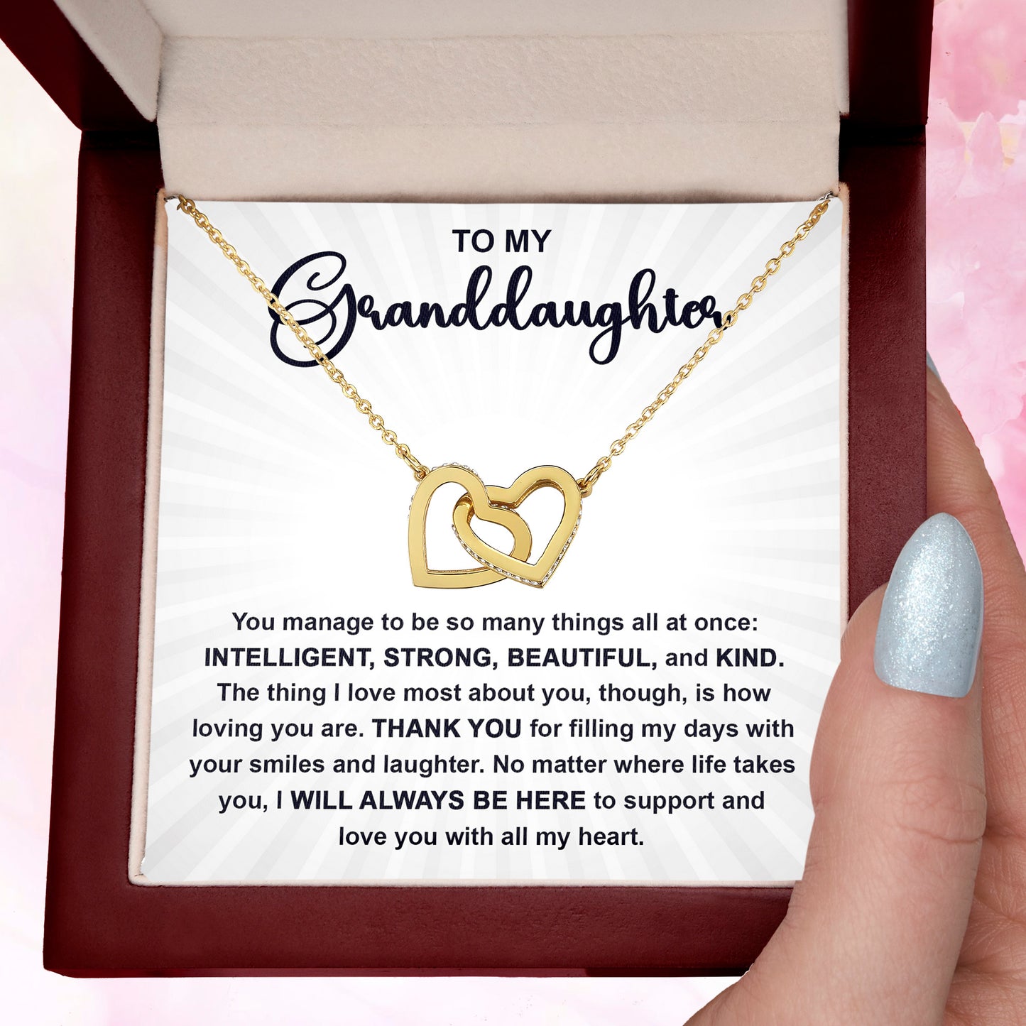 Granddaughter Gift I Will Always Be Here and I Love You With All My Heart Necklace with Heartfelt Message