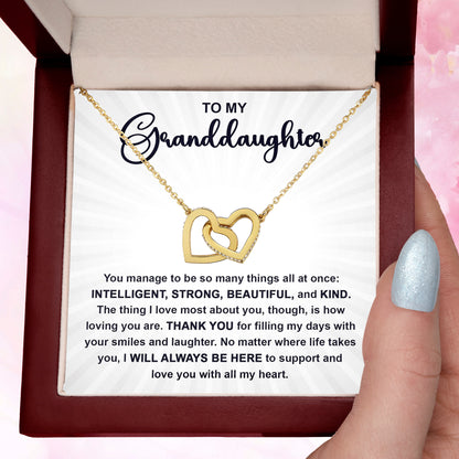 Granddaughter Gift I Will Always Be Here and I Love You With All My Heart Necklace with Heartfelt Message