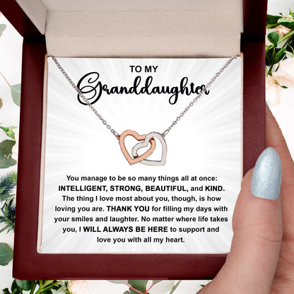 Granddaughter Gift I Will Always Be Here and I Love You With All My Heart Necklace with Heartfelt Message