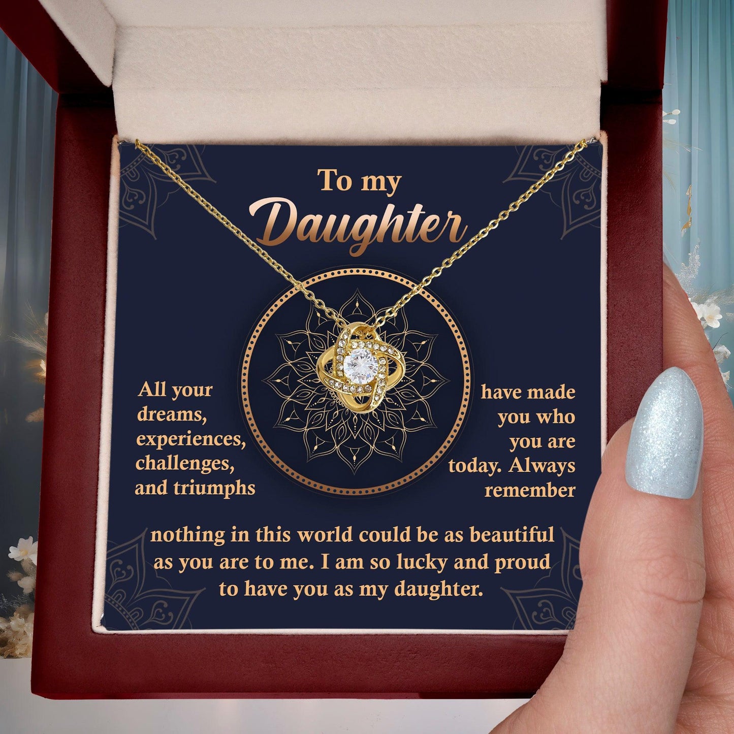 Daughter Gift -All Your Dreams Love Knot Pendant Necklace