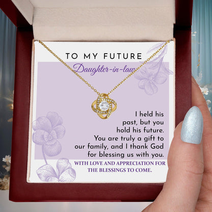 Future Daughter-in-law - You are a Gift to our Family Love Knot Pendant Necklace