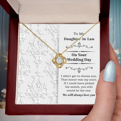 Daughter-In-Law Wedding Day Gift My Son Chose You Love Knot Pendant Necklace