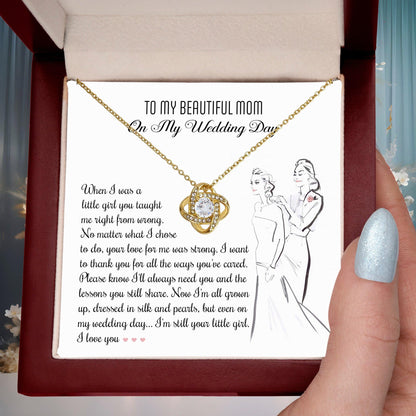 Gift for Mom Wedding Day Gift Always Your Little Girl Love Knot Pendant Necklace