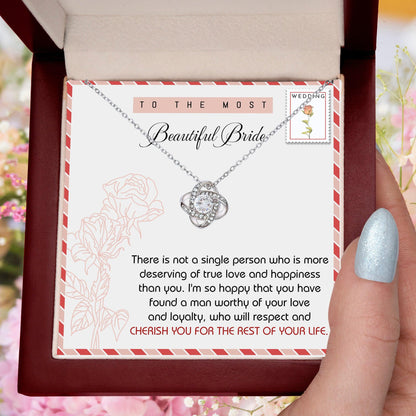 To The Beautiful Bride Wedding Gift Love Knot Pendant Necklace