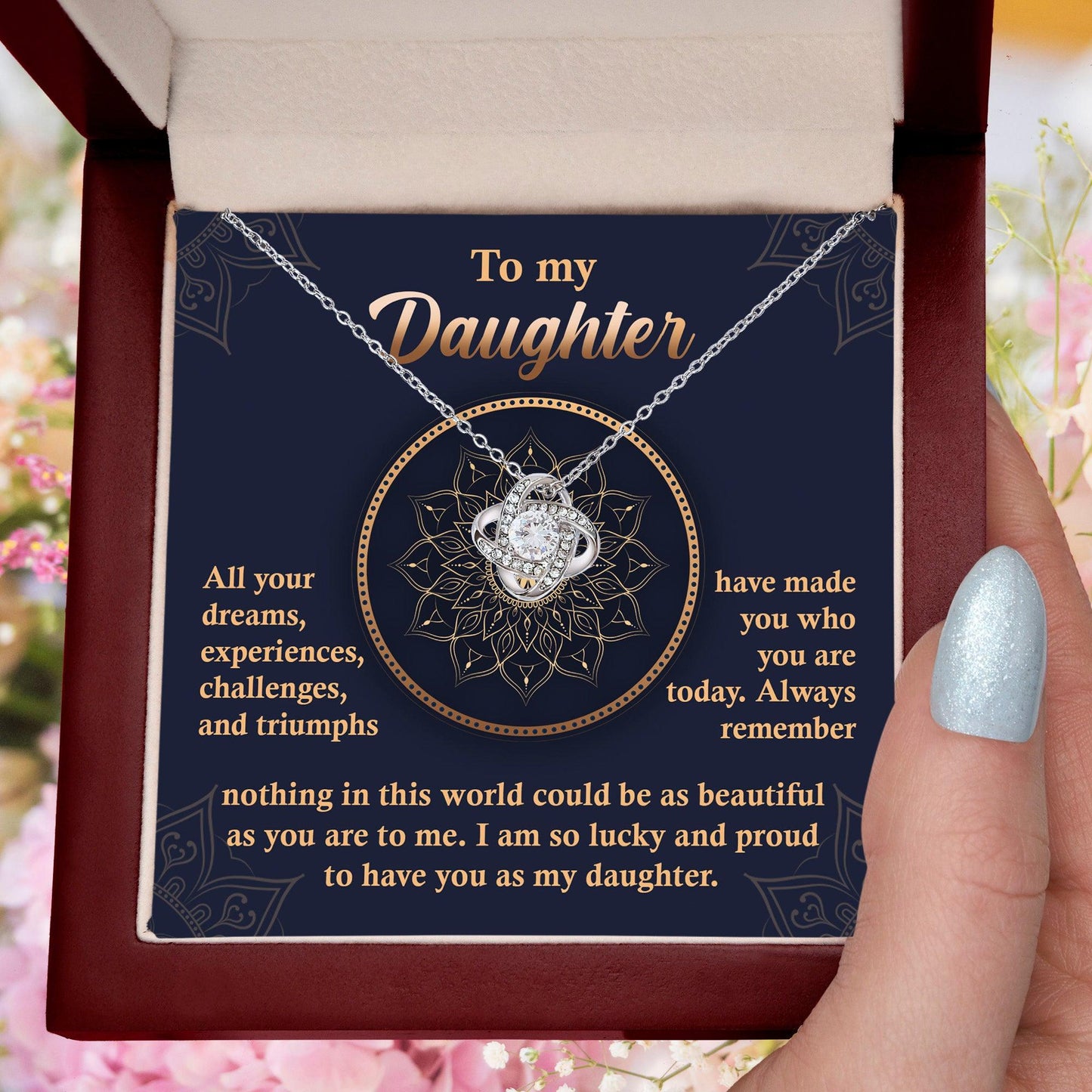 Daughter Gift -All Your Dreams Love Knot Pendant Necklace