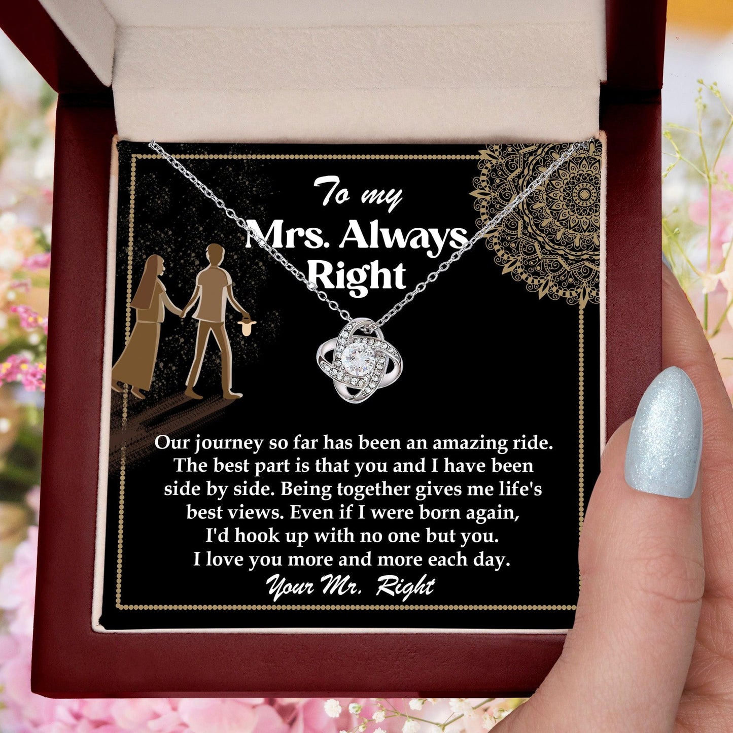 Wife Gift Always Right Love Knot Pendant Necklace