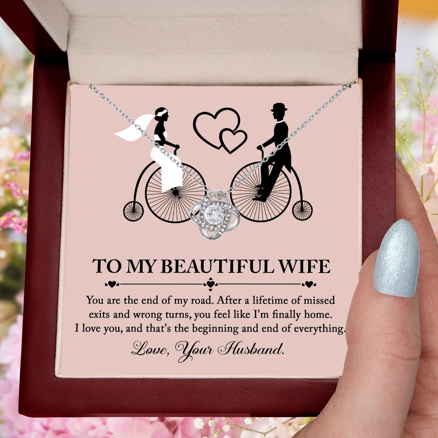 Wife Wedding Day Gift - I'm Finally Home Love Knot Pendant Necklace